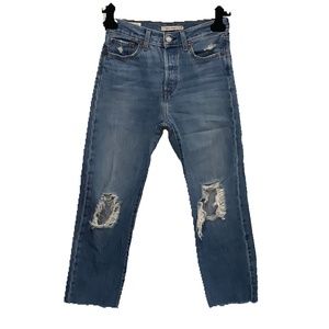 Levi's Wedgie Straight Ripped Blue Jeans | Size 26